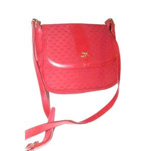 Vintage Gucci Red Micro Guccissima Print Canvas with Red Leather Crossbody